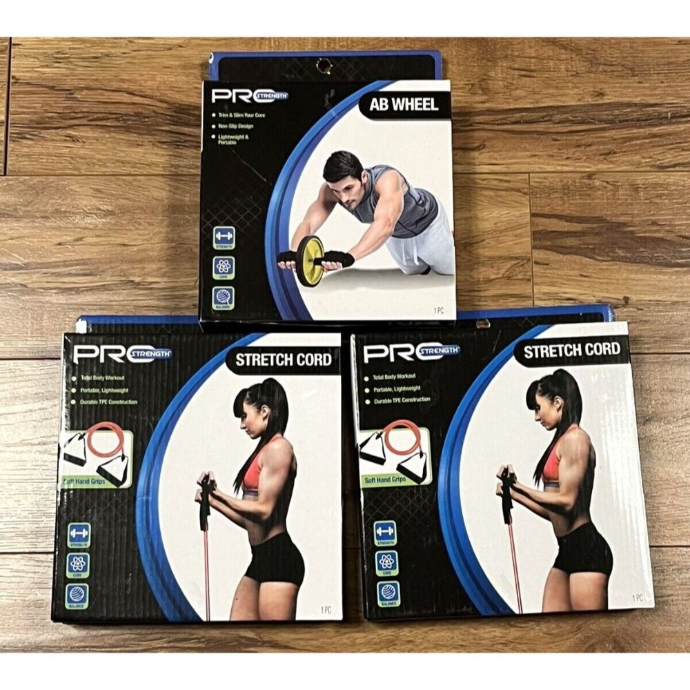 Pro Strength Stretch Cord Strength Core Balance Power Band Resistance AB Wheel